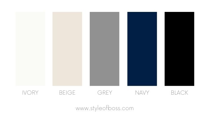 Timeless wardrobe, neutrals color palette